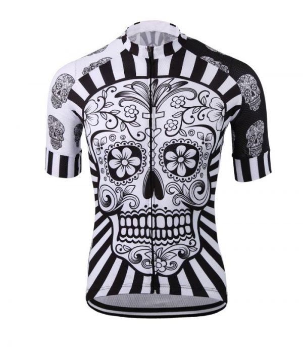 Custom Skull Printed Mens Cycling Shirt Manufacturer