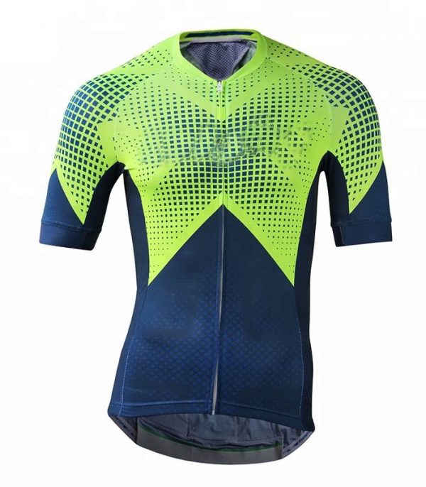 Wholesale Light-green Navy-blue Custom Cycling Jersey